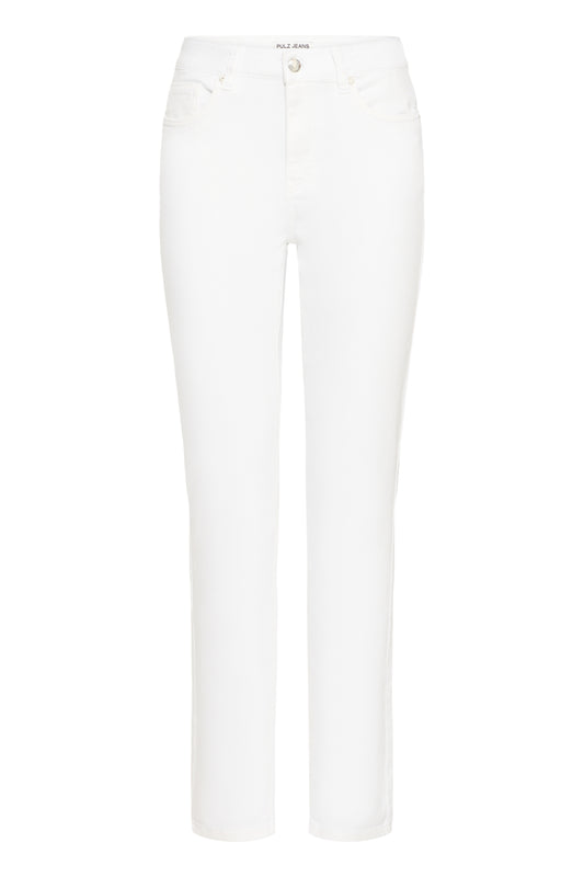 Pulz Emma Hw Jeans Medium Straight Leg | White Denim