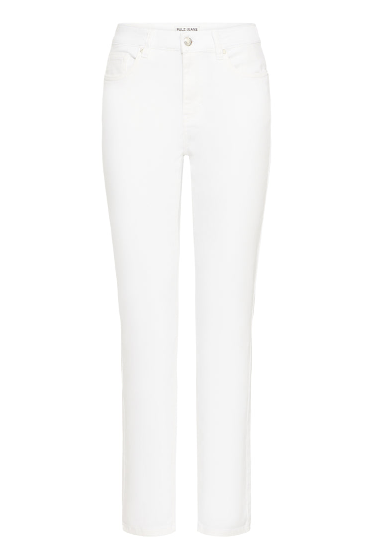 Pulz Emma Hw Jeans Medium Straight Leg | White Denim