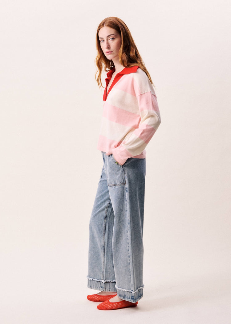 FRNCH Hydralis Sweater - Rose (Pink & Cream stripes)