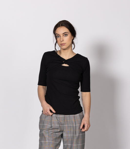 Dressed Liason Rib Top - Black
