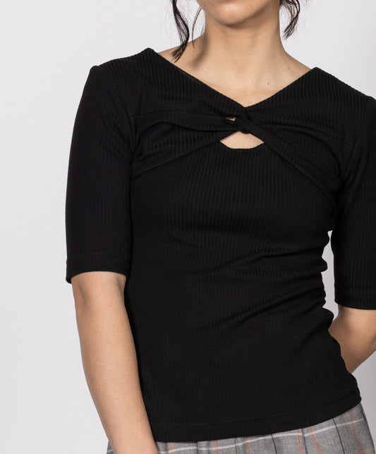 Dressed Liason Rib Top - Black