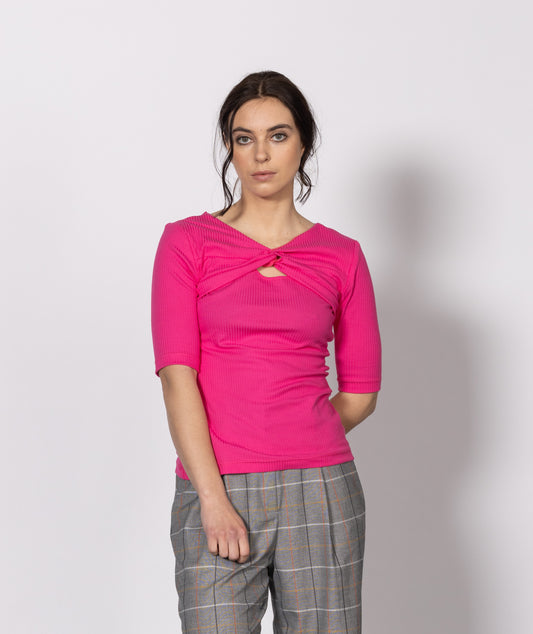 Dressed Liason Rib Top - Pink