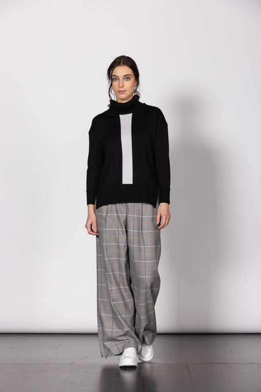 Dressed Stripe Merino Knit - Black/Cement