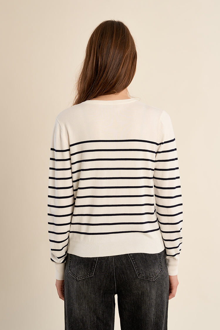 Molly Bracken Knitted Cardigan | Blue & White Strip