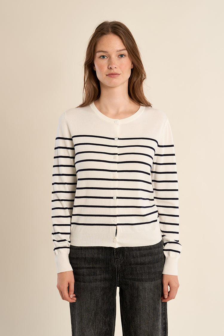 Molly Bracken Knitted Cardigan | Blue & White Strip