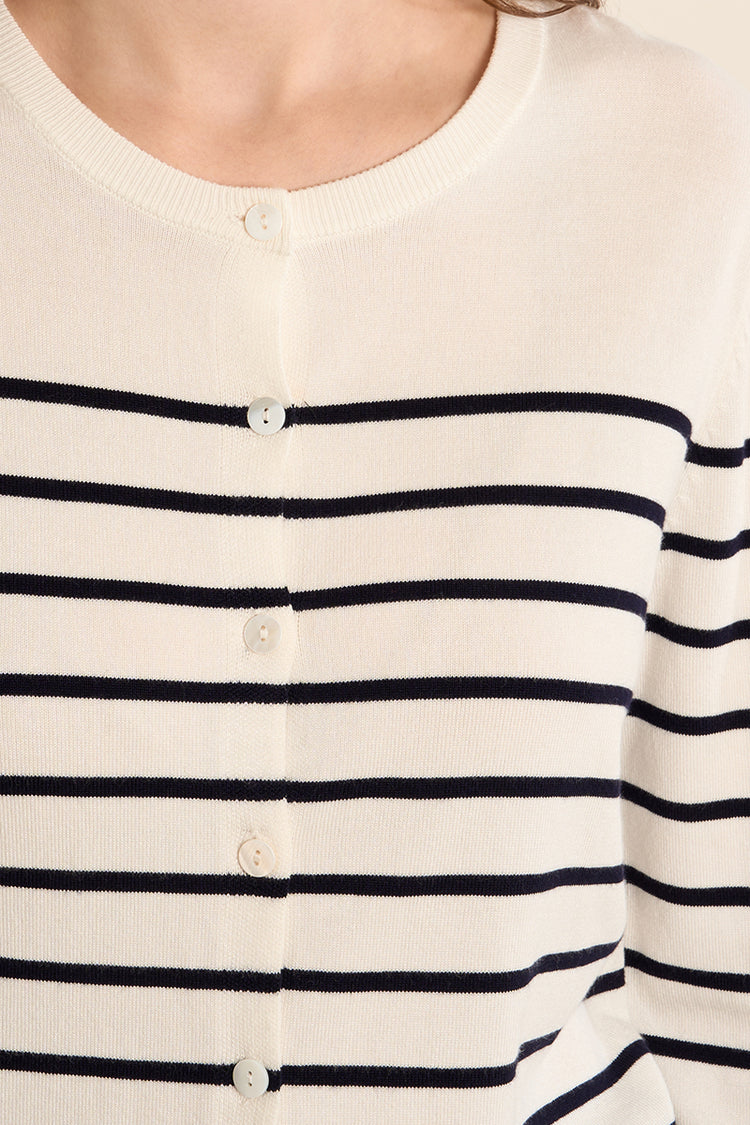 Molly Bracken Knitted Cardigan | Blue & White Strip