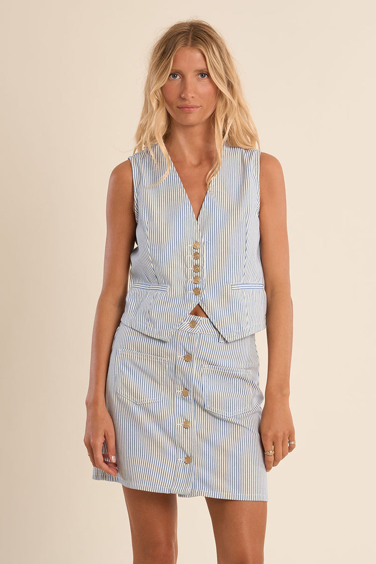 Molly Bracken Sleeveless Jacket | Light Blue