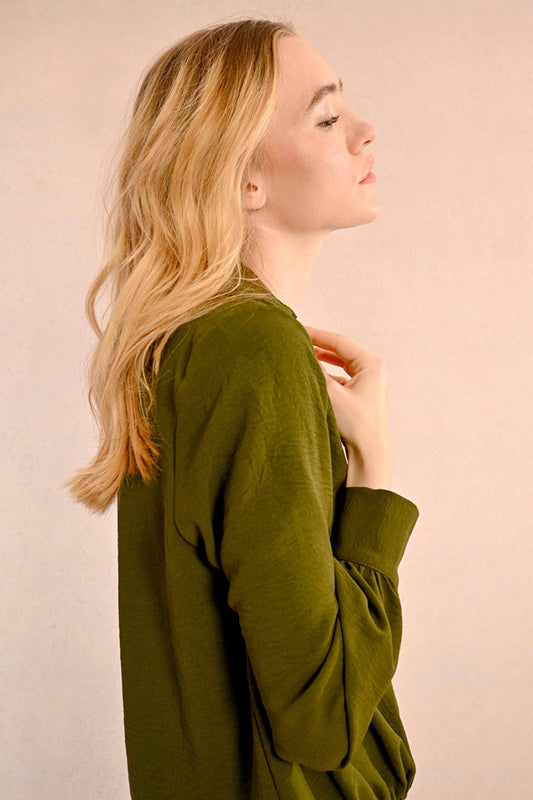 Molly Bracken Khaki Woven Blouse