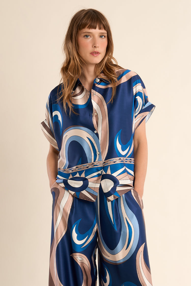 Molly Bracken Woven Shirt | Navy Athena Print