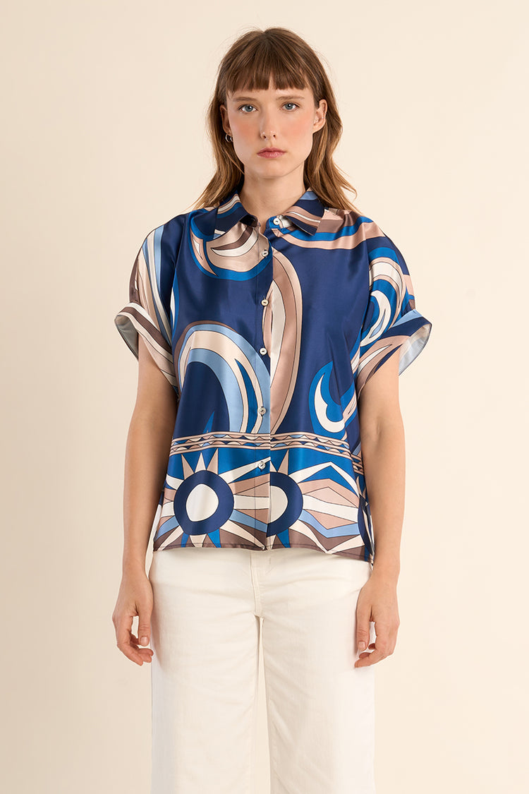Molly Bracken Woven Shirt | Navy Athena Print