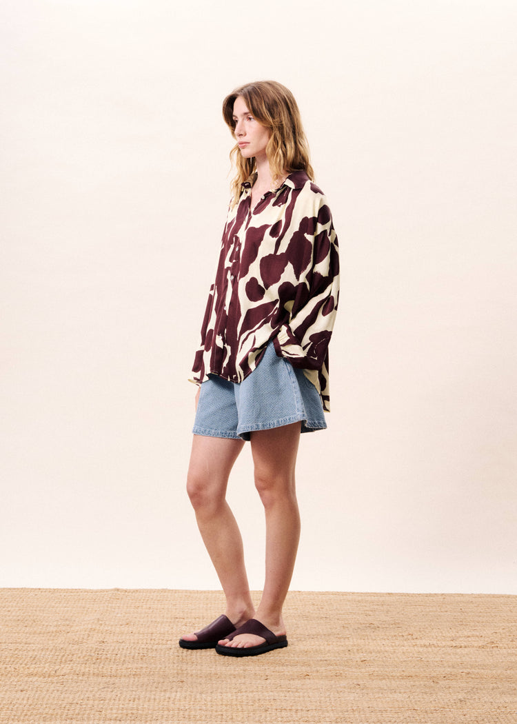 FRNCH Gange Shirt | Nenufar Marron (brown & white) print