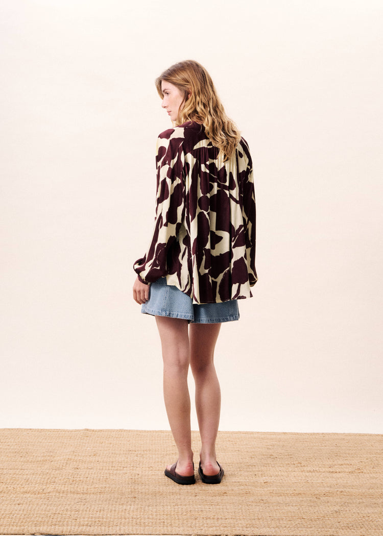FRNCH Gange Shirt | Nenufar Marron (brown & white) print