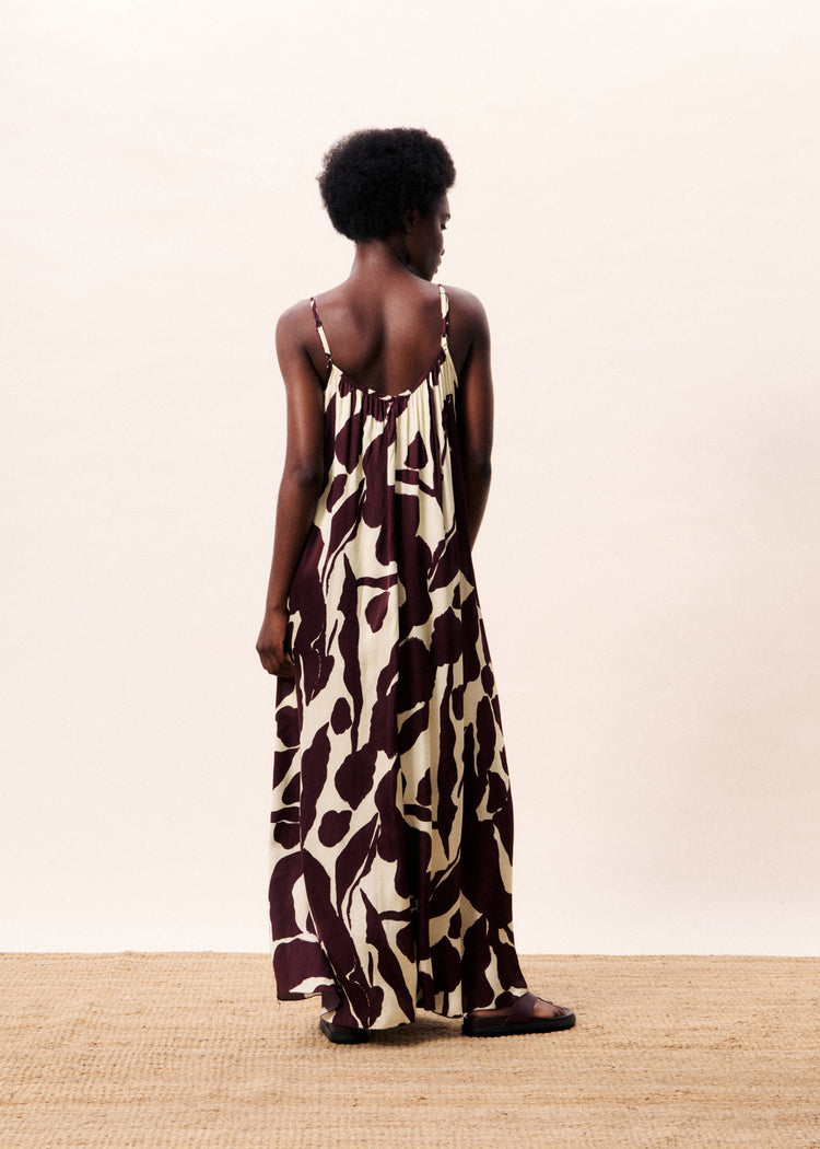 FRNCH Euphrate Dress | Nenufar Marron (brown & white) print