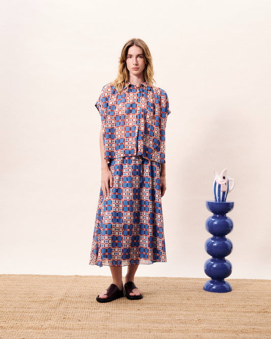 FRNCH Chrysocolle Shirt | Azulejos print