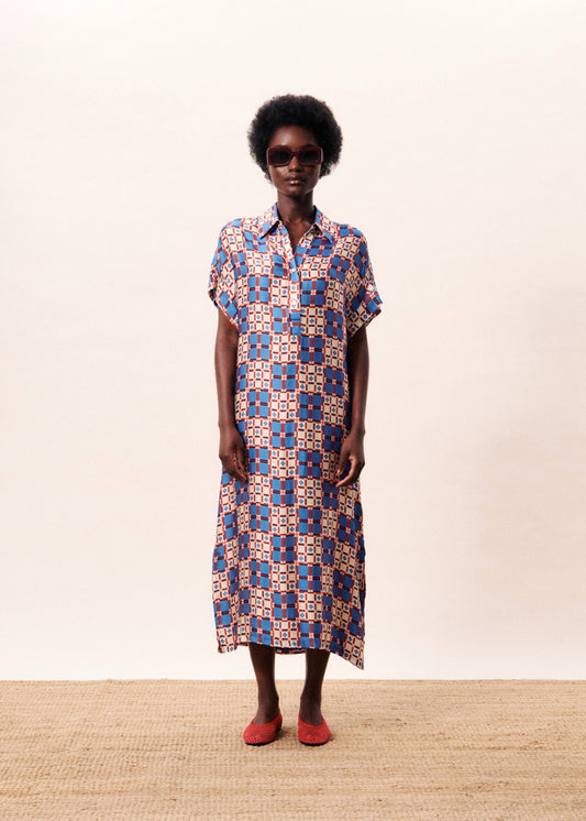 FRNCH Canopus Dress | Azulejos print