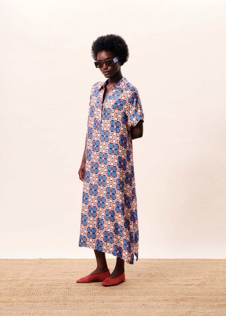 FRNCH Canopus Dress | Azulejos print