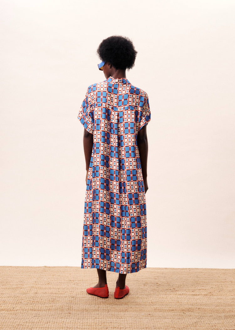 FRNCH Canopus Dress | Azulejos print