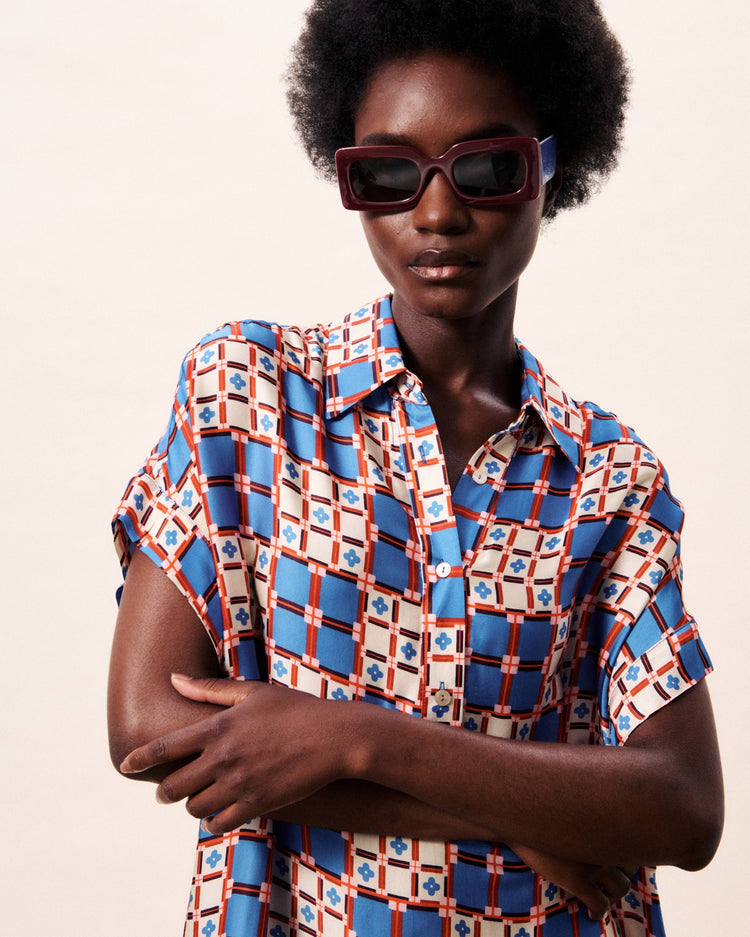FRNCH Canopus Dress | Azulejos print
