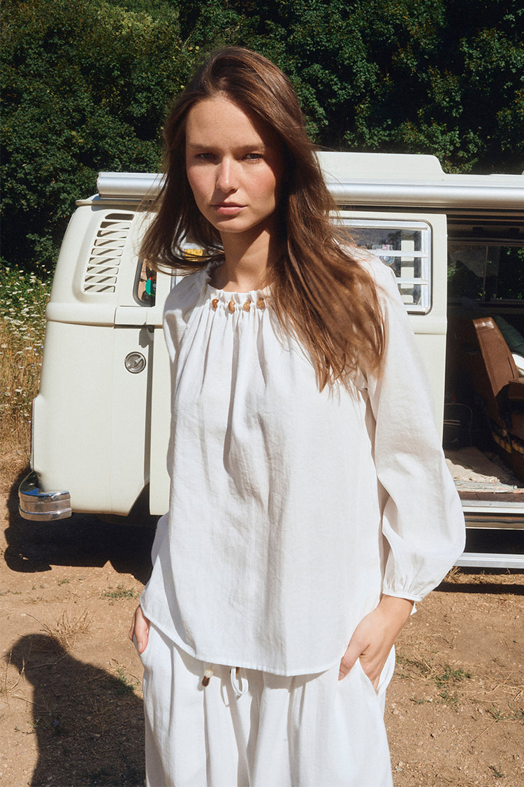 Molly Bracken Woven Blouse | White