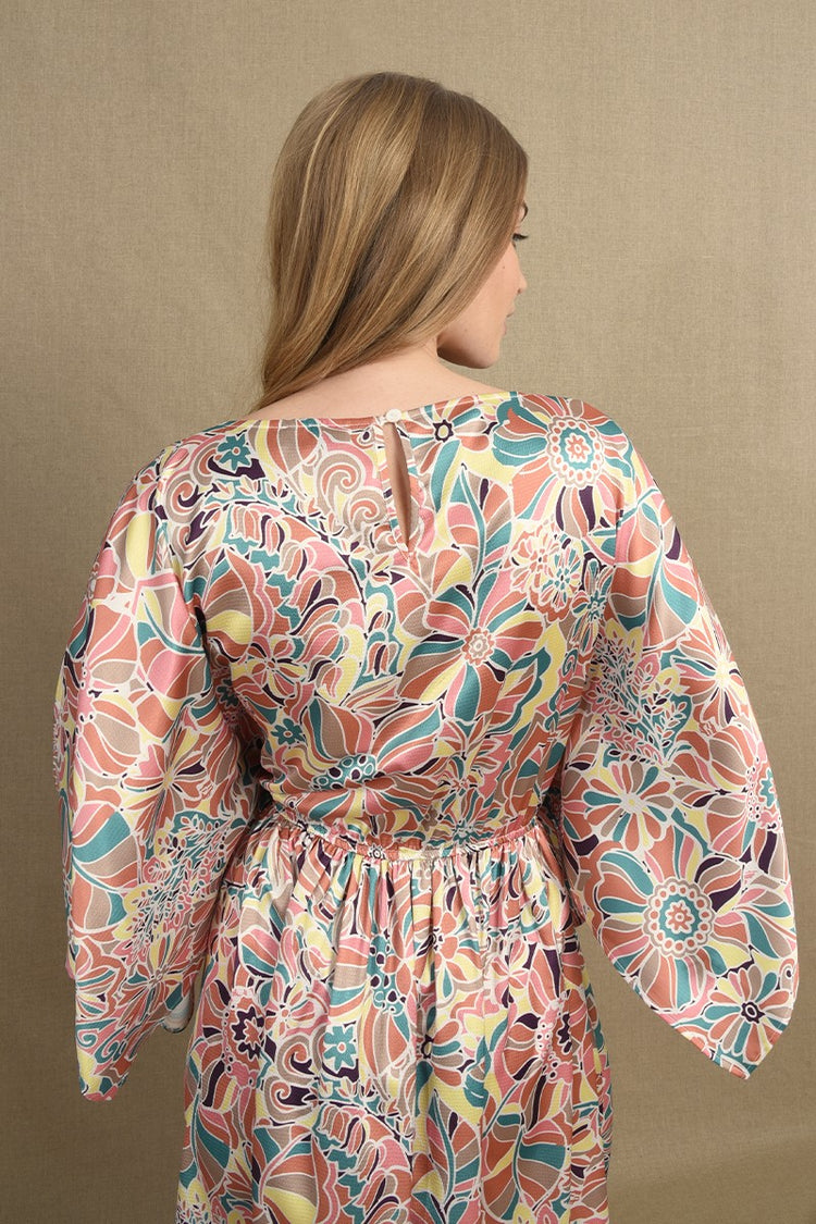 Molly Bracken Print Dress with Kimono sleeves