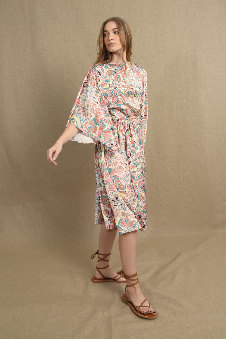 Molly Bracken Print Dress with Kimono sleeves