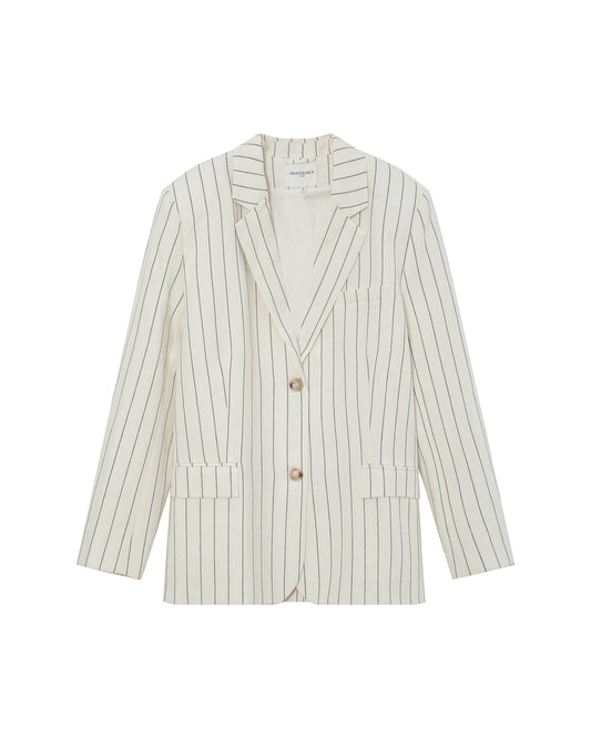 Grace & Mila Velvet Blazer | White