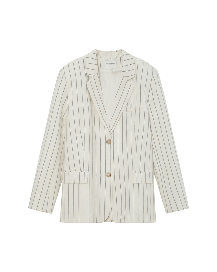 Grace & Mila Velvet Blazer | White