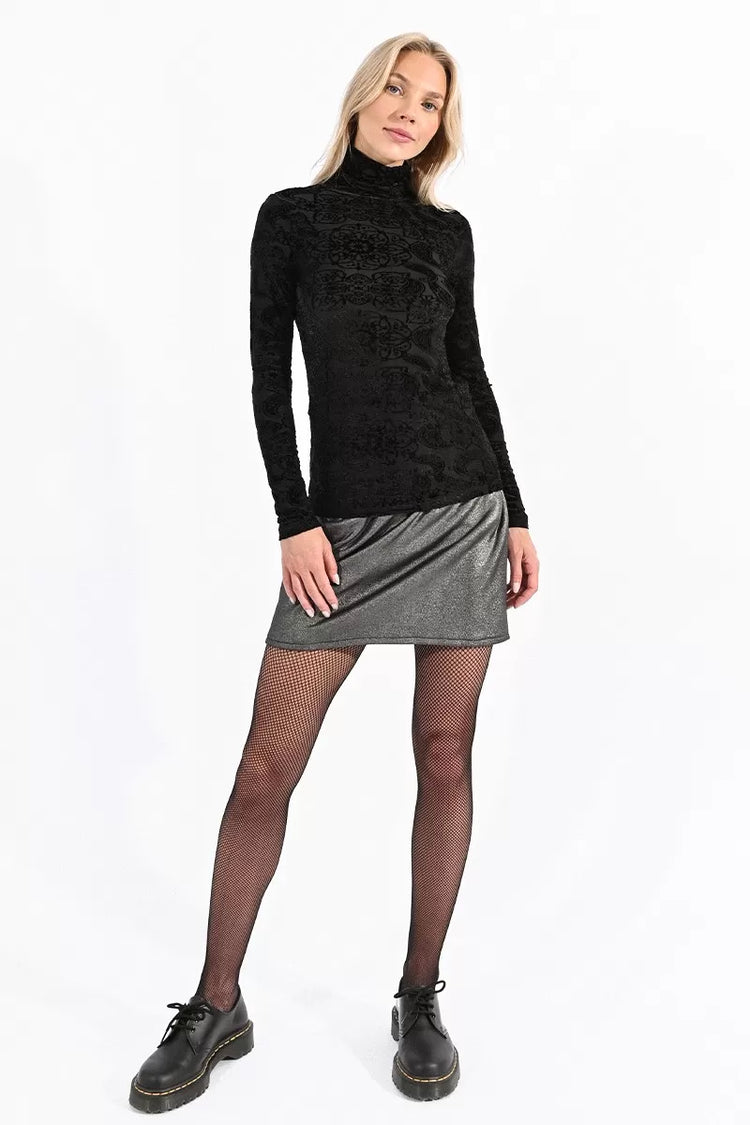 Molly Bracken Paisley Print Turtleneck Sweater - Black