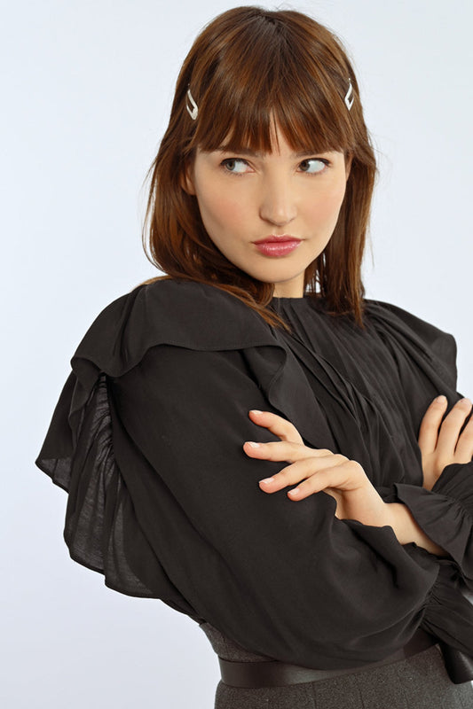 Lili Sidonio Black Woven Blouse