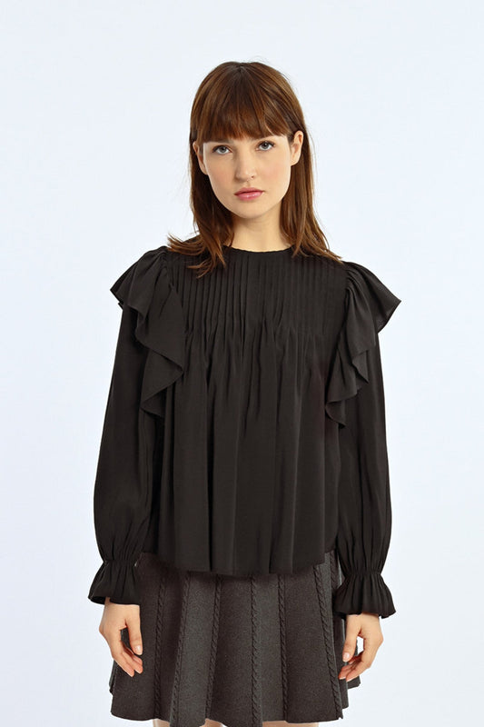 Lili Sidonio Black Woven Blouse