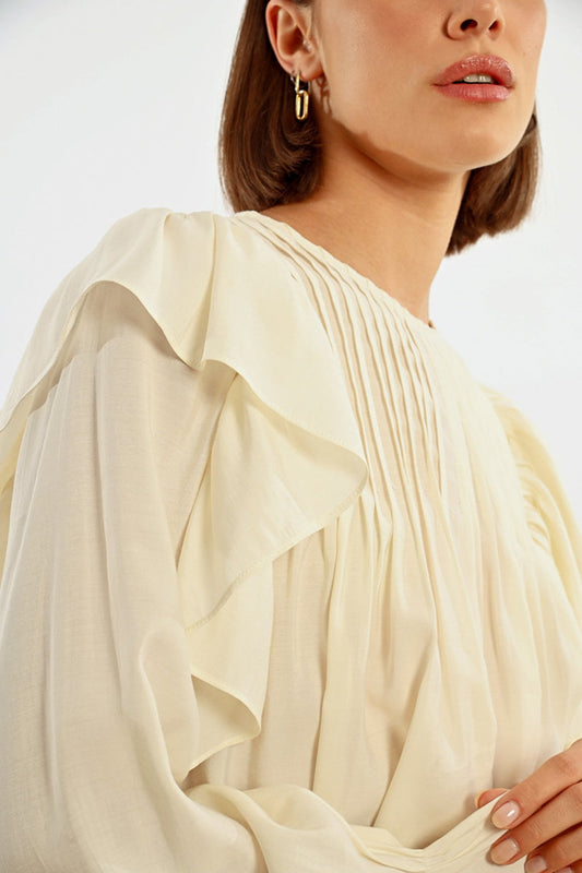 Lili Sidonio White Woven Blouse