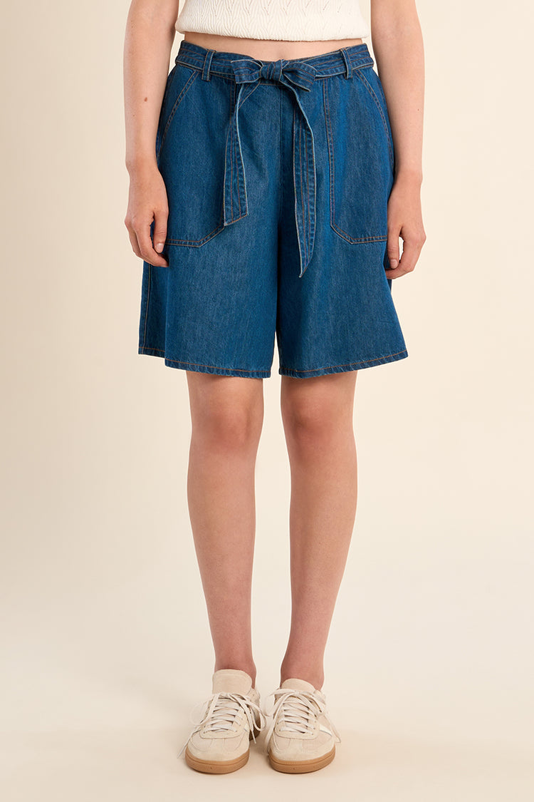 Molly Bracken Woven Shorts | Mid Blue