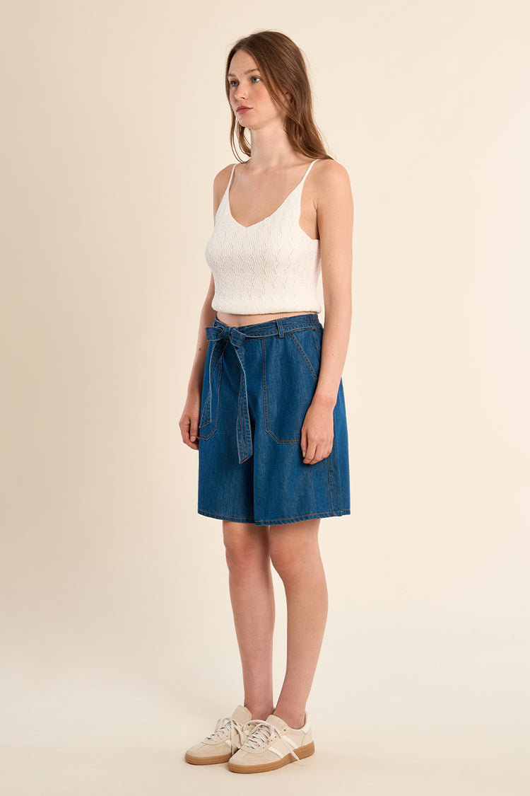 Molly Bracken Woven Shorts | Mid Blue
