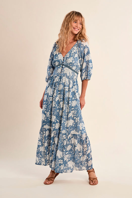 Molly Bracken Woven Dress | Blue Diviya Print