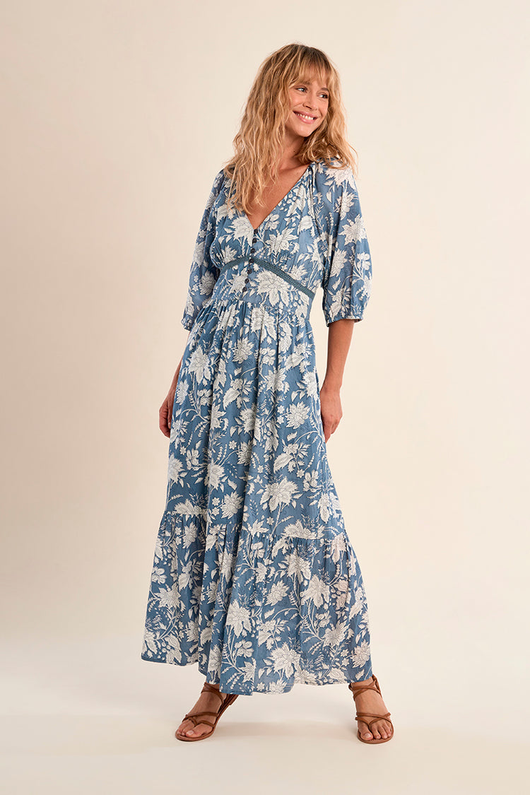 Molly Bracken Woven Dress | Blue Diviya Print