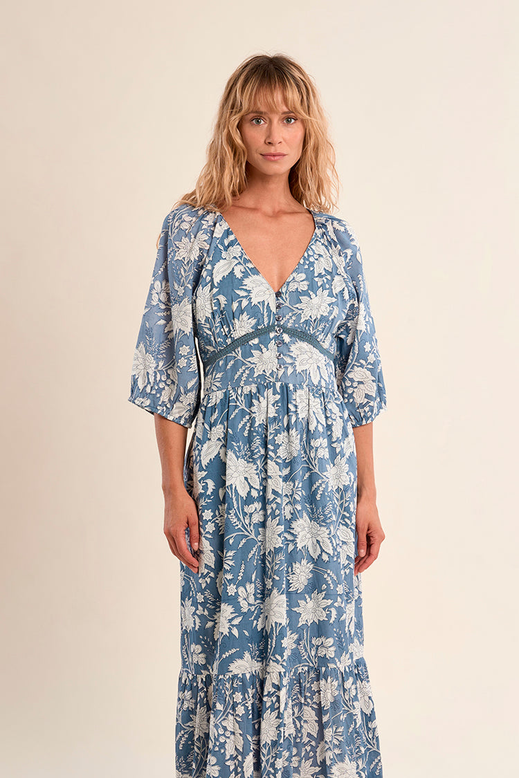 Molly Bracken Woven Dress | Blue Diviya Print