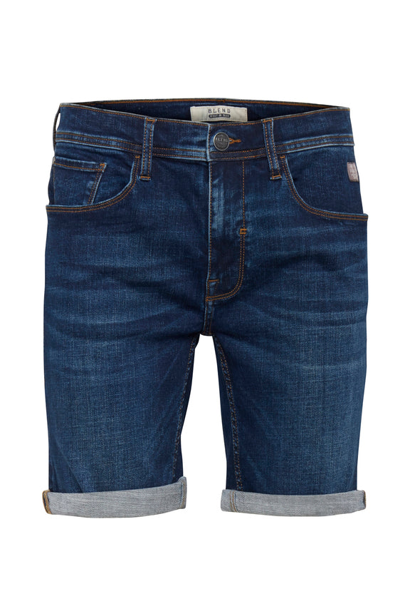 Blend Slim Fit Denim Shorts - Mid Blue