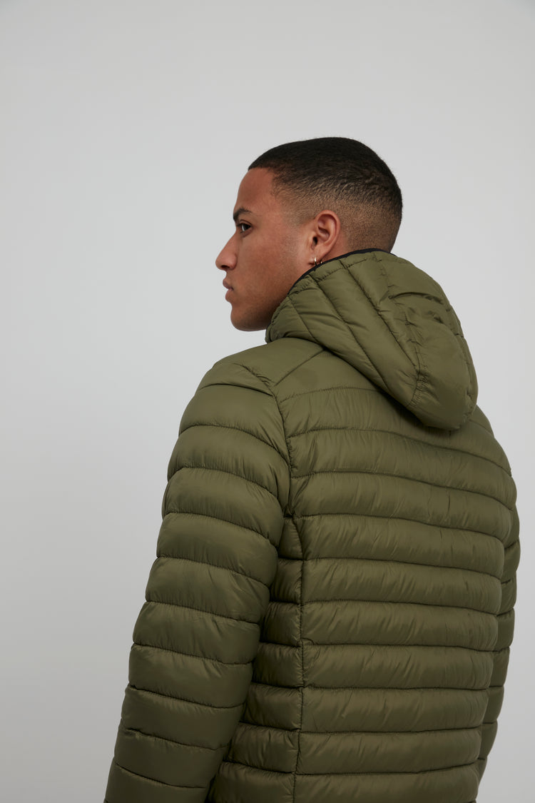 Blend Hooded Puffer Jacket - Winter Moss