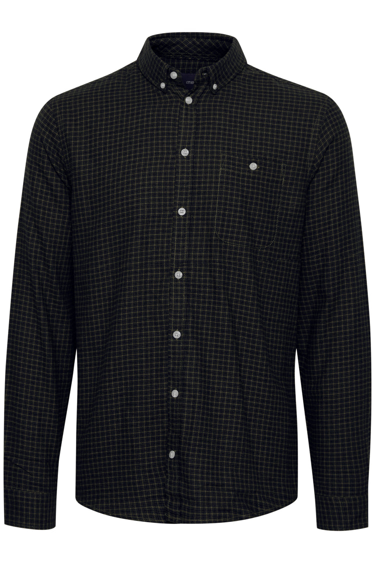 Blend Men's Black Checkered Long Sleeved Shirt