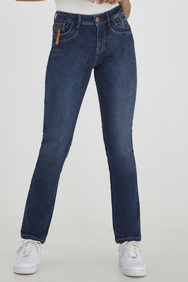 Pulz Emma Jeans Highwaist Straight Leg - Medium Denim 32inch Leg