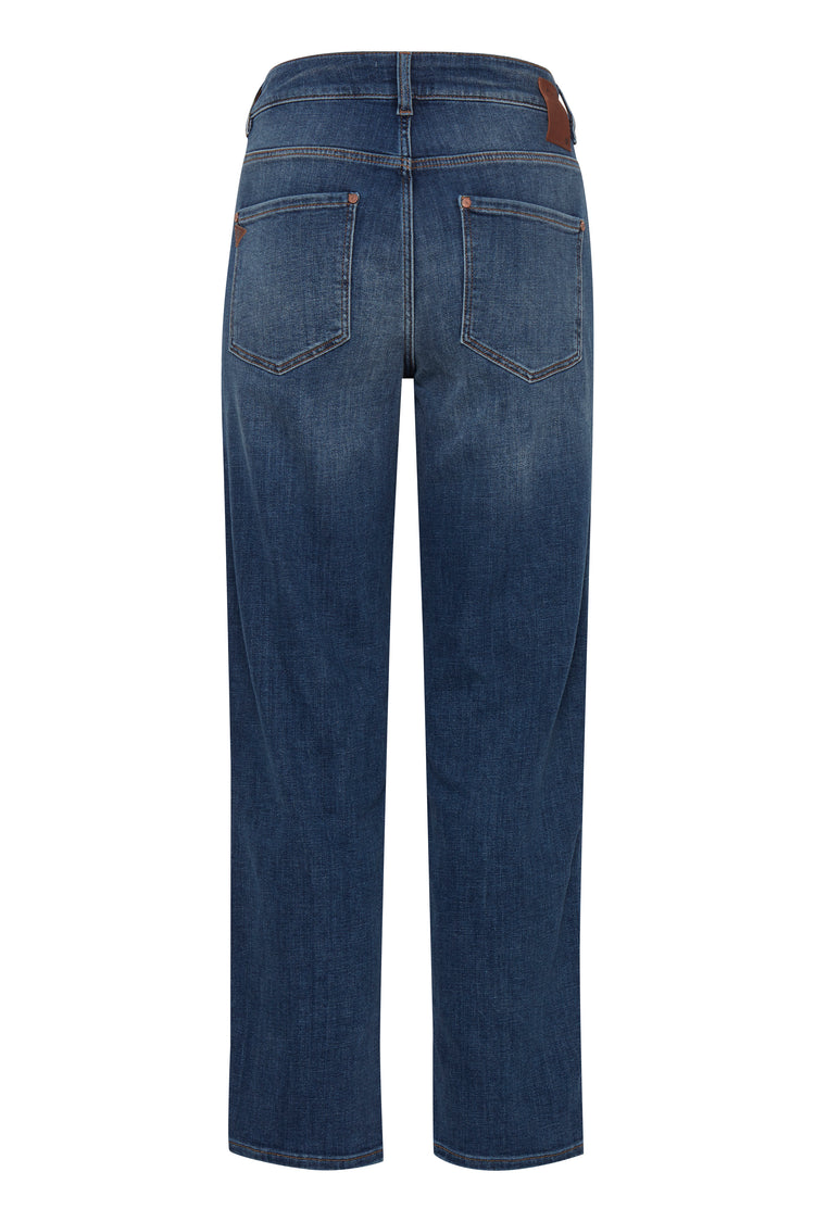 Pulz Emma Jeans Highwaist Straight Leg - Dark Blue Denim