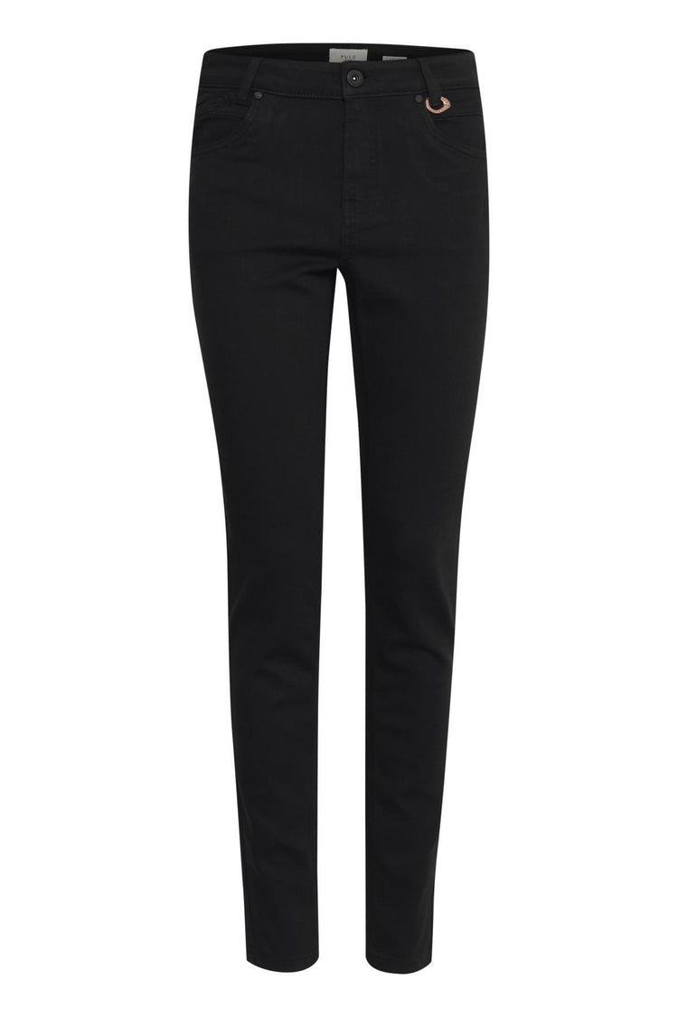Pulz Emma Jeans Highwaist Skinny Leg - Black Denim 30inch Leg