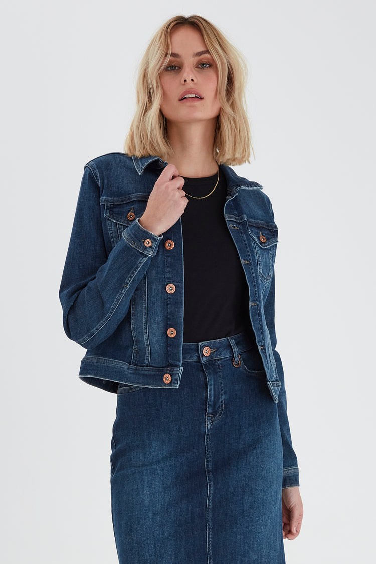 Pulz Sira Denim Jacket Classic Fit Cropped Length