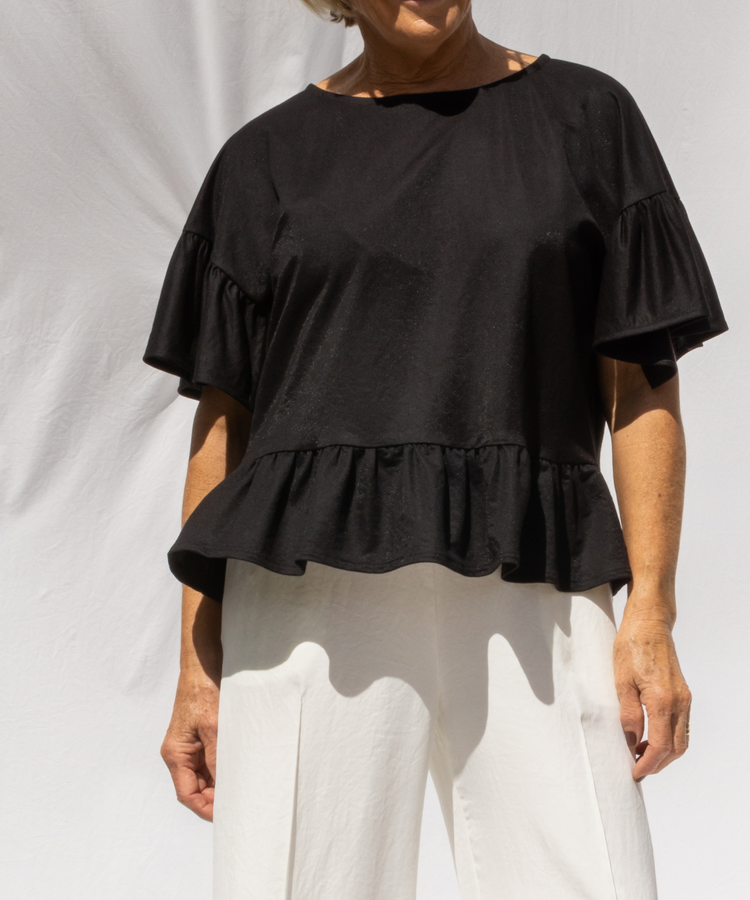 Dressed Florence Ruffle Top Black